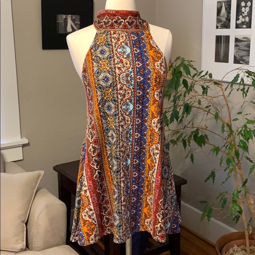 Judith March S Suede Bandana Halter Mini Dress NEW